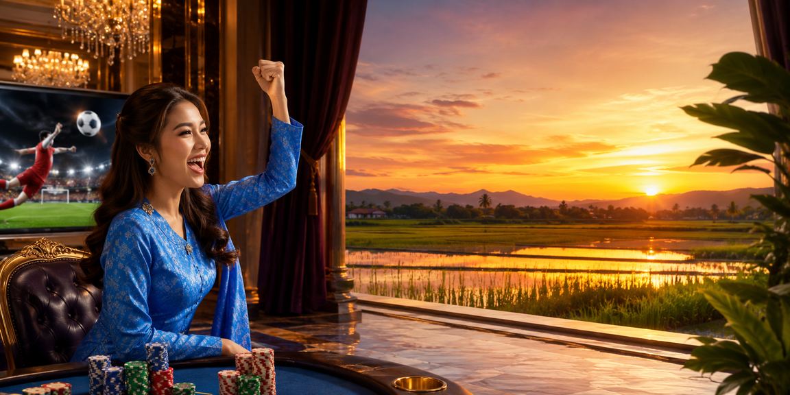 A female player in baju kurung from Kedah accessing the bc88 online lottery platform